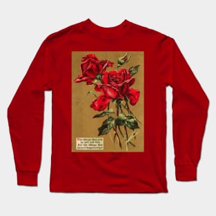 Vintage Roses Postcard with Motivational Message Long Sleeve T-Shirt